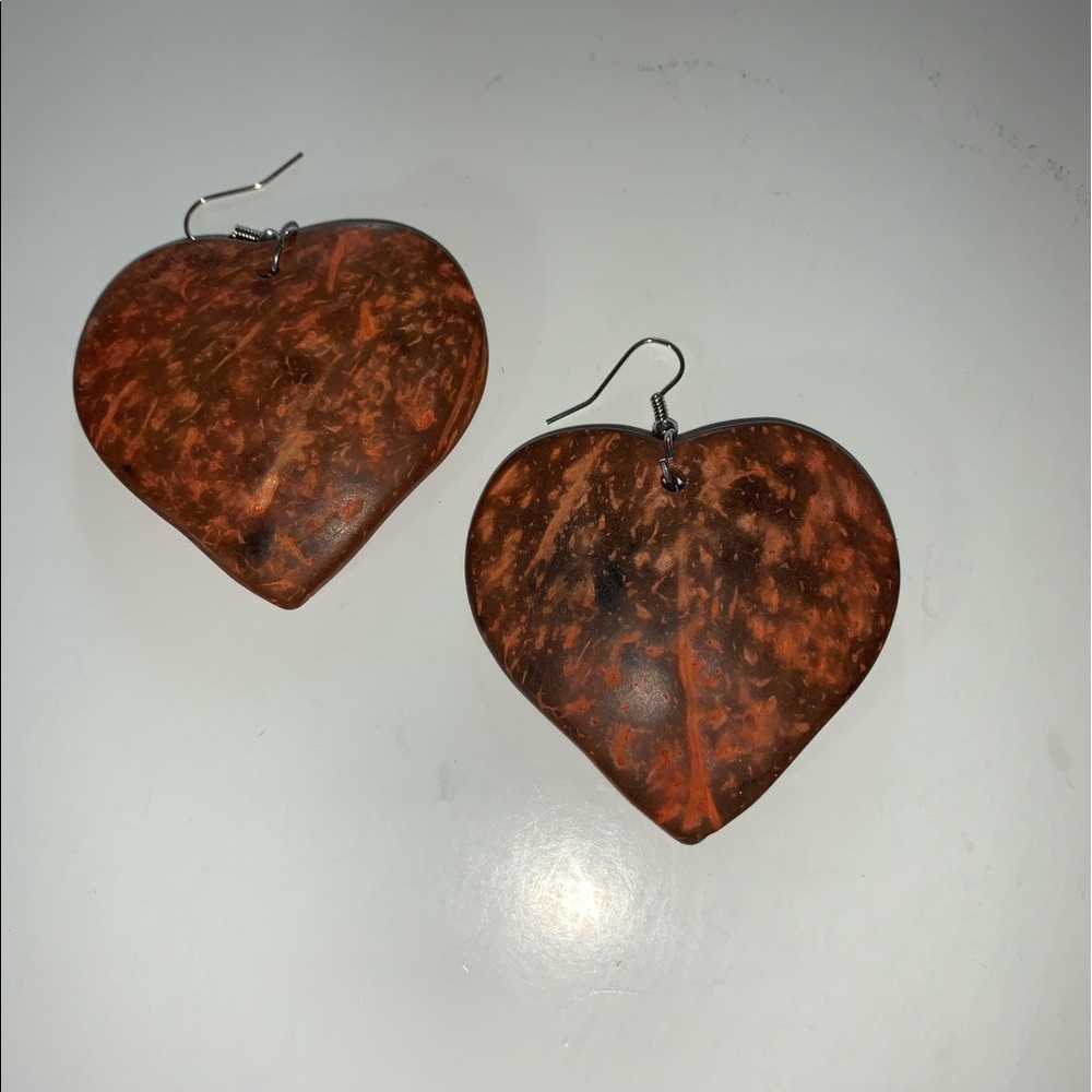 Heart Shaped Coconut Earrings NWT